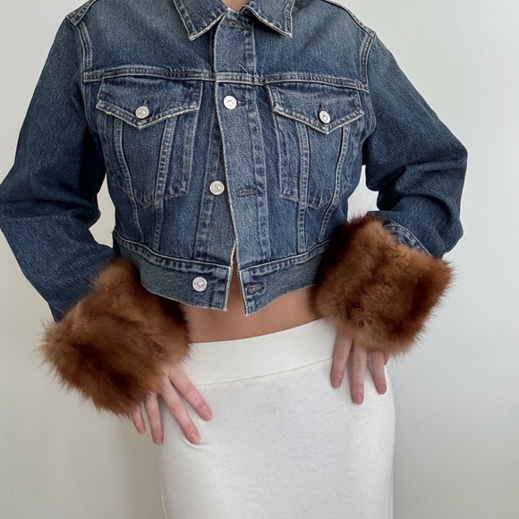 . Accessories - Mink fur cuffs for denim jacket - real fur.